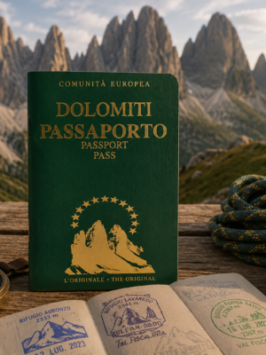 Passaporto delle Dolomiti originale Light Hunter fotografato in escursione didattica