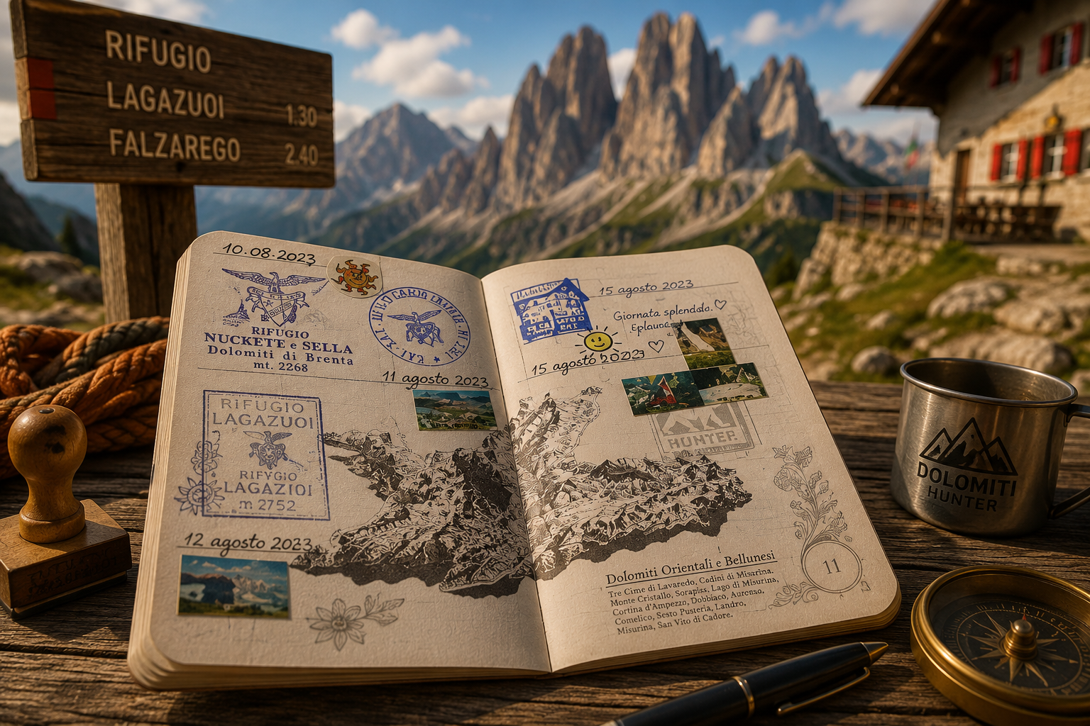 Passaporto delle Dolomiti originale Light Hunter pagina interna del passaporto