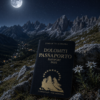 Passaporto delle Dolomiti originale Light Hunter fotografato con la luna piena e il panorama notturno dele Dolomiti.