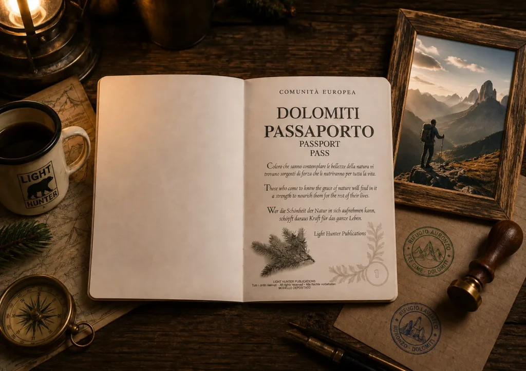 Il Passaporto delle Dolomiti originale di Light Hunter prima pagina presentazione.